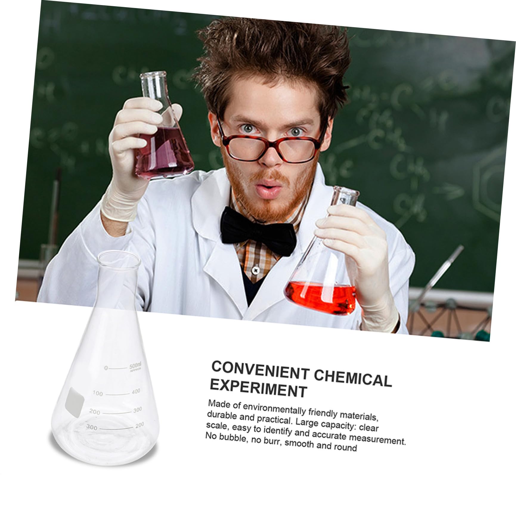 Didiseaon Matraces Erlenmeyer Fondo Plano de Vidrio Borosilicato Juego de 4 Capacidad Estándar y Diseño Cónico para Experimentos en Clase de Química