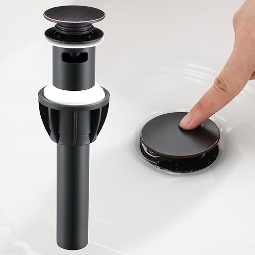 Miniatura 17 de Desagüe Pop Up Cromado para Lavabo de Baño, con Rebosadero Tapón de Lavabo de Baño de Plástico para Grifo de Vasija, Montaje de Tocador de Lavabo