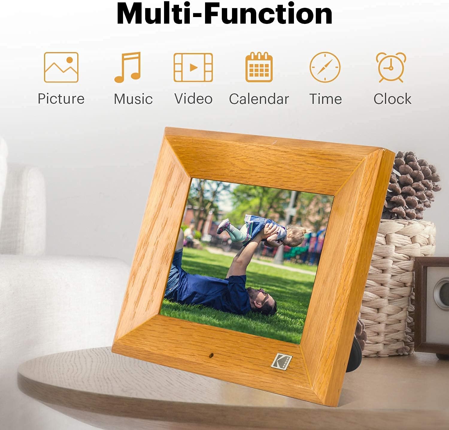 Best Promo Kodak 8 Inch Wood Digital Picture Frame, 8GB Storage with Remote Control, Auto Slideshow Using USB & SD - Wood
