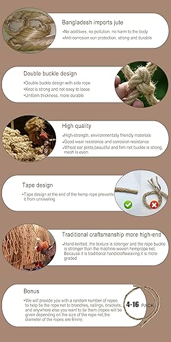 Miniatura 3 de Red de cuerda de cáñamo de seguridad para niños, red de seguridad para escalar, casa de árbol, escalada para niños, red de cuerda de seguridad para