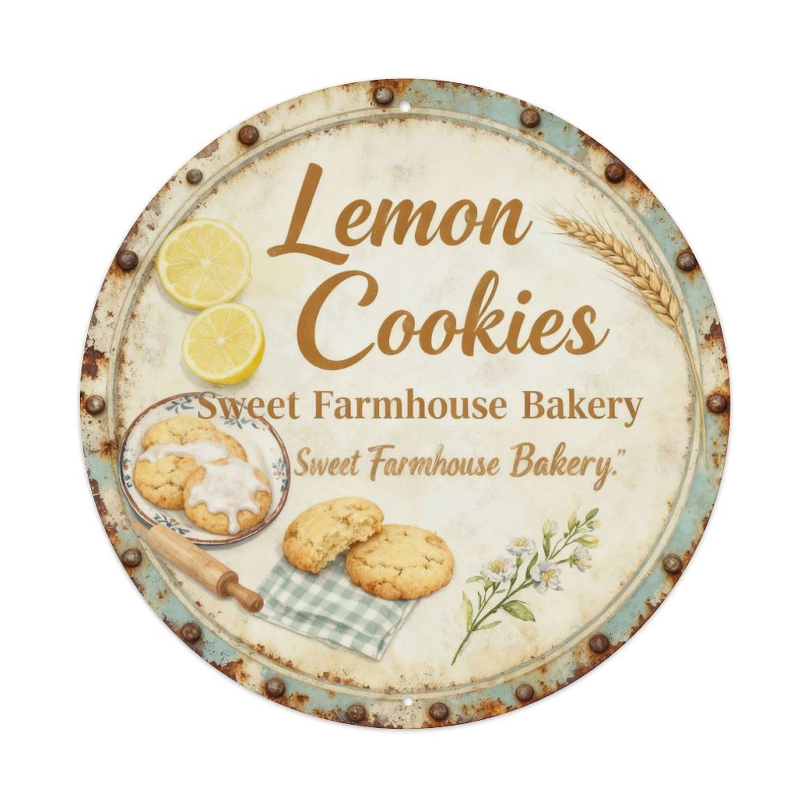 Lemon Cookies Metal Tin Sign Plaque