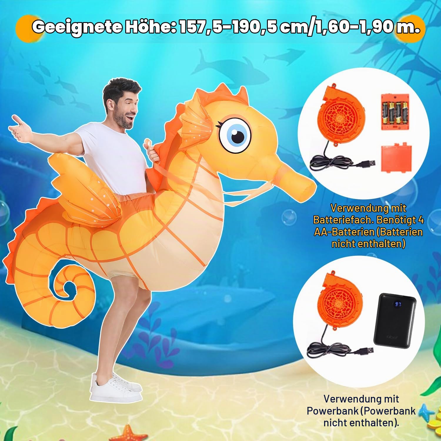Spinosaurus Aufblasbares Seepferdchen-Kostüm für Erwachsene, lustiges Halloween-Kostüm für Herren/Damen, aufblasbares Kostüm für Party, Cosplay