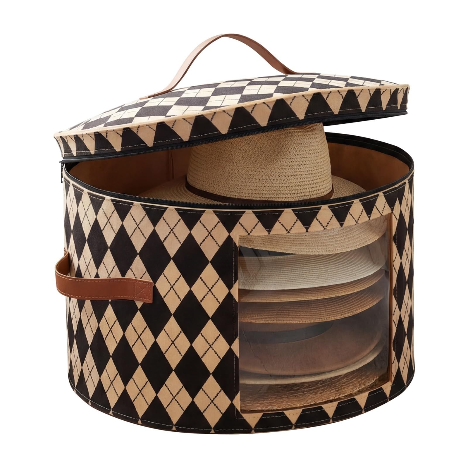 Scatola per cappelli da cowboy Scatola portaoggetti for cappelli, grande, circolare, pieghevole, in feltro