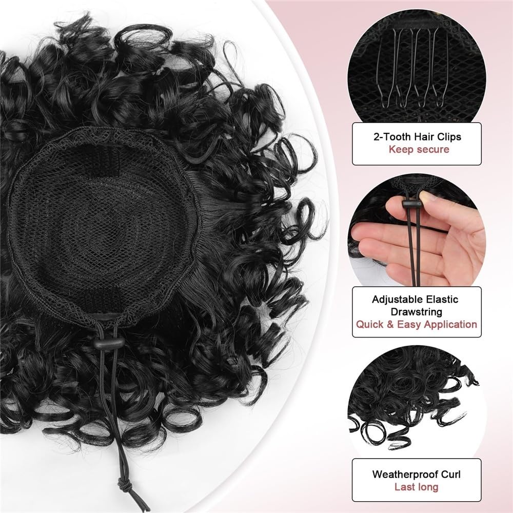 Panino per capelli disordinato Chignon grande con coulisse elastica for capelli ricci, chignon sintetico spettinato, for uso quotidiano alle feste. Parrucchino a coda di cavallo per l'uso quotidiano(1