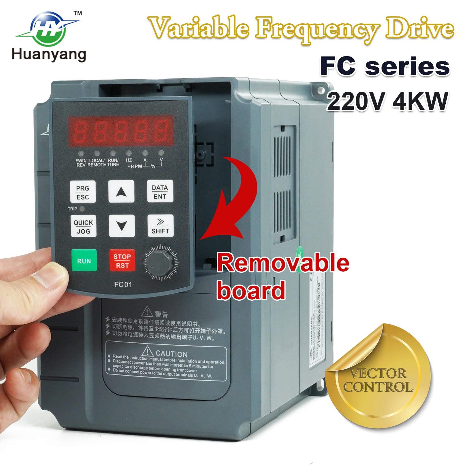 Huanyang VFD 230V 4.0KW 5.4PS Conversor de frecuencia de control numérico computarizado CNC el motor inversor convertidor para motor de husillo control de velocidad serie FC01