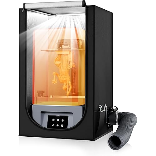 Resin 3D Printer Enclosure with Ventilation Kit & LED Light, 3D Printer Vented Enclosure Tent Eliminate Odors Dustproof Isolate Noise, for Creality Anycubic Elegoo Series LCD Resin UV 3D Printers