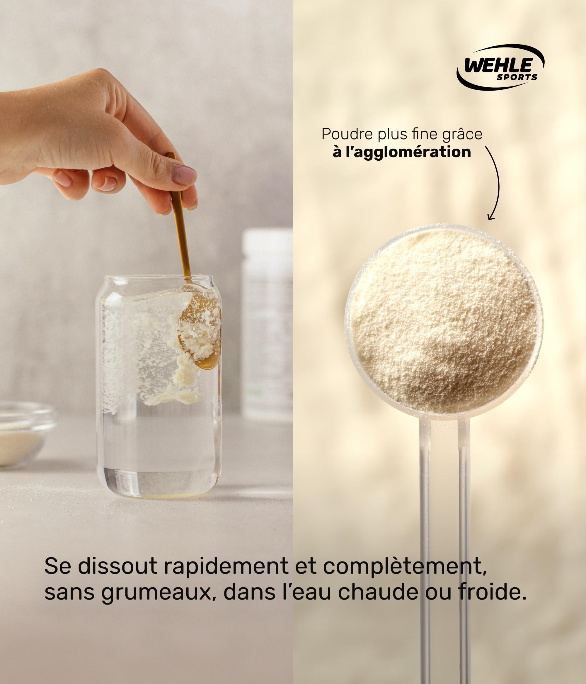 Collagene en poudre 500 g – Peptide de collagene types I, II & III (CollaPure®) – Collagène bovin nourri à l’herbe – Goût neutre – Fabriqué en Allemagne – Wehle Sports Collagen