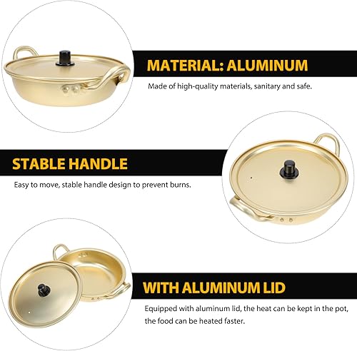 Miniatura 6 de Tazón de fideos coreanos para ramen: Ollas de fideos instantáneos de cocina de Corea dorada, cuencos Ramyun hechos con tapa y asa, juego de cocina