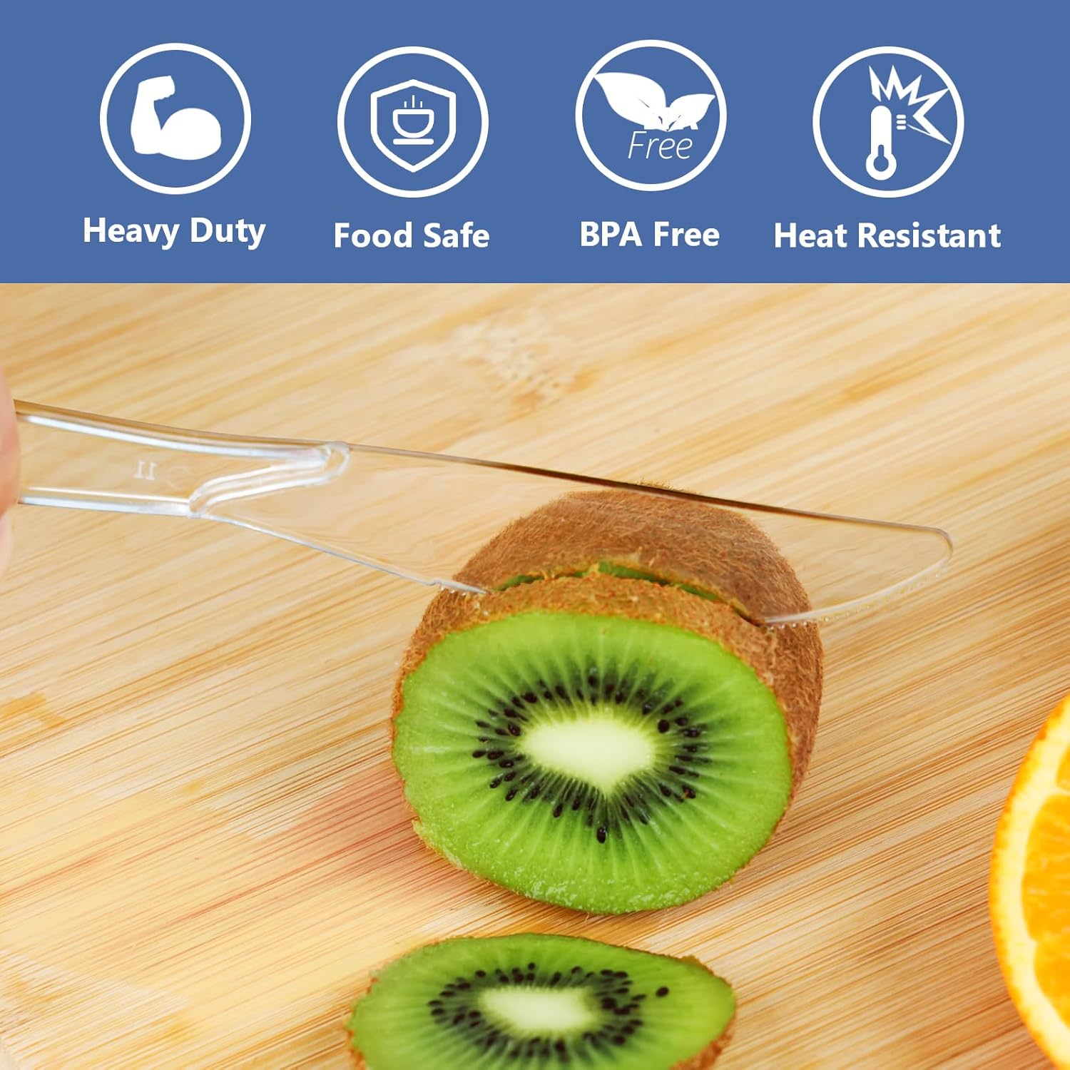 SACATR 1000 Count Heavy Duty Plastic Knives Disposable, BPA-Free Clear Plastic Knives Bulk – Extra Thick, Heat Resistant, for Catering, Parties, Events