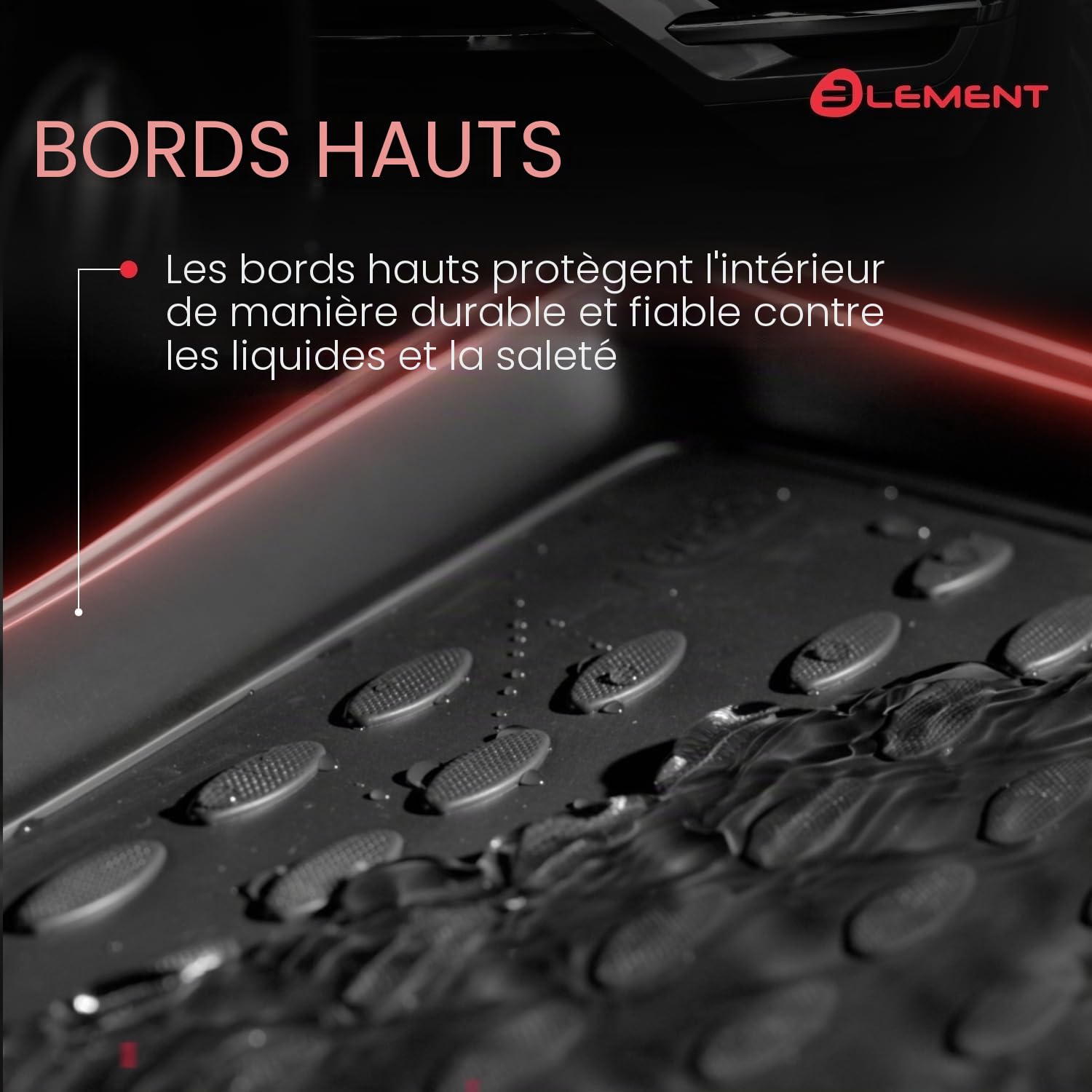 Element Tapis de Sol Voiture en TPE pour 3D Fiat 500x, 2014->, (Europe), sur Mesure, antidérapants, imperméables, Bords Hauts, Protection Toutes Saisons, Facile à Nettoyer