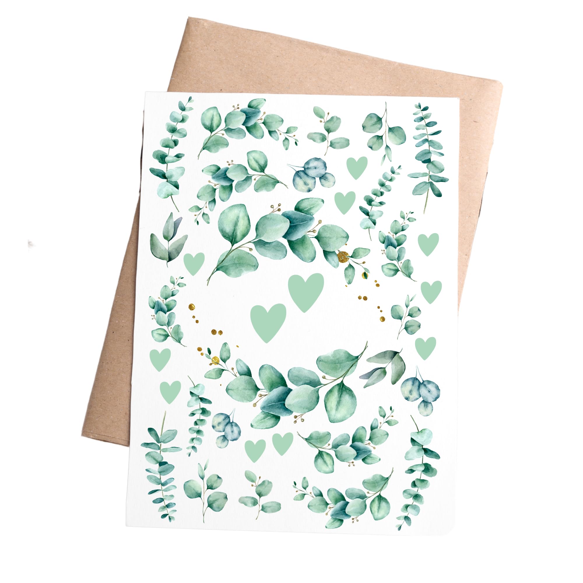 Rub-On Sticker "Eukalyptus" A6 RANDLOS | geeignet für Raysin, Keraflott oder Glas | Rub Ons Aufkleber zum Basteln und Dekorieren | für Selbstbedienungshäuschen