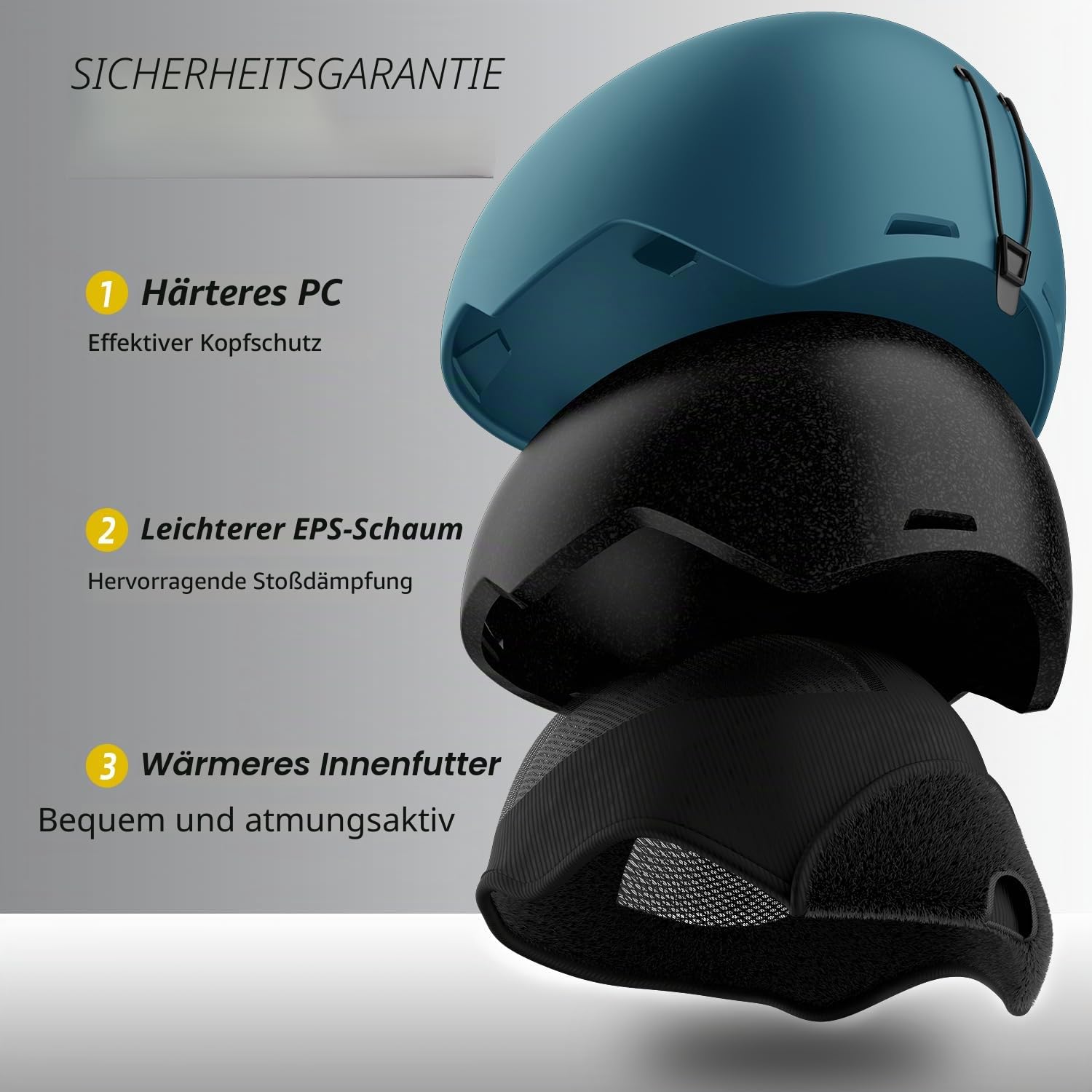 Skihelm Snowboardhelm für Herren Damen & Jugendliche, Verstellbarer Helm mit Belüftungssystem, Abnehmbare Ohrenpolster, Leicht & Stoßfest für Wintersport