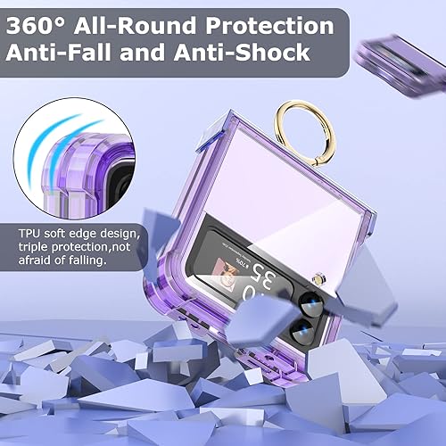 Miniatura 2 de Funda para Galaxy Z Flip 3 con protección de bisagra transparente para Samsung Flip 3 con función atril cubierta protectora para Samsung Galaxy Z