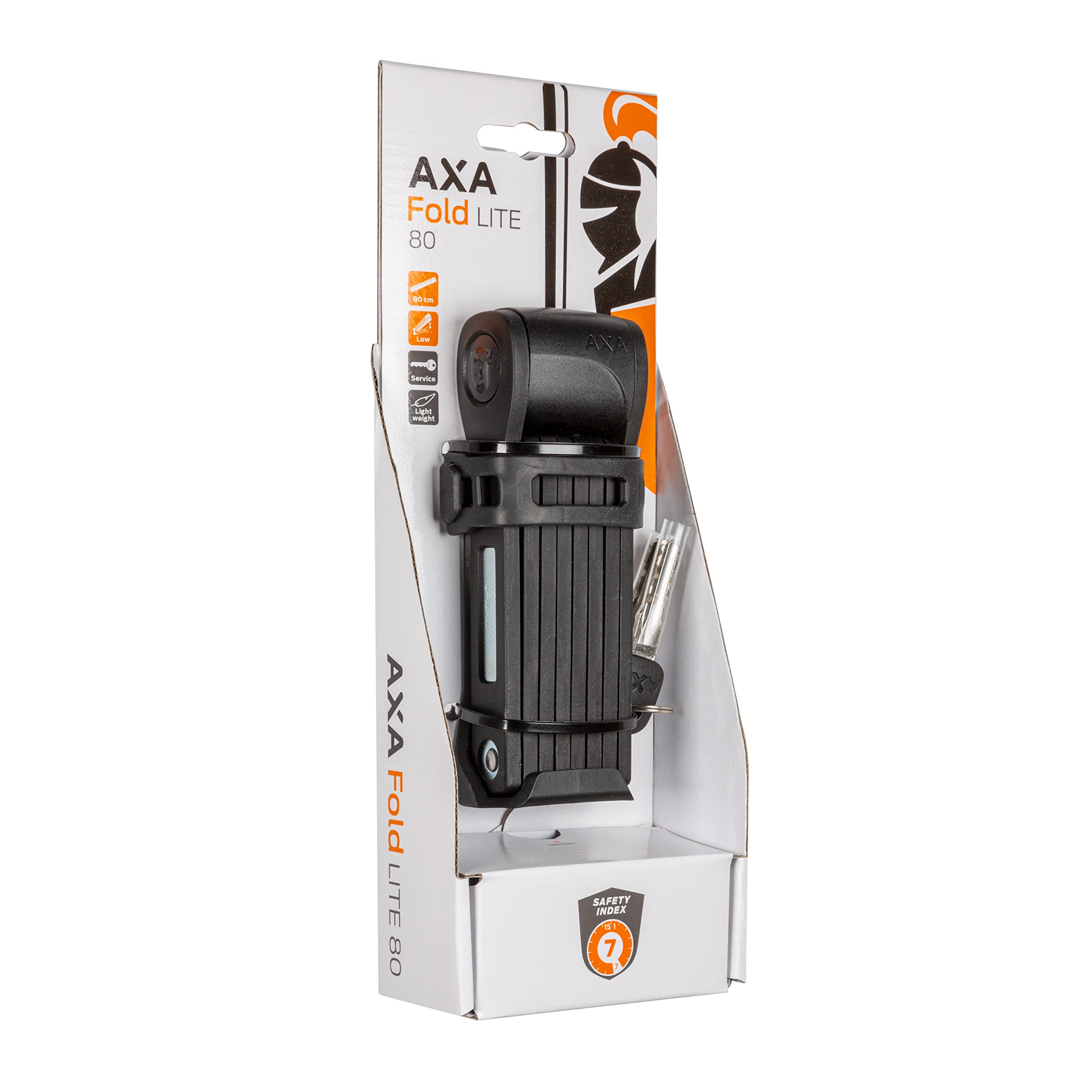 AXA Fold Lite 80, Antivol vélo Pliable, Cadenas vélo, pour vélo, Vélo Enfant, VTT, 80 cm x 5 mm, Noir