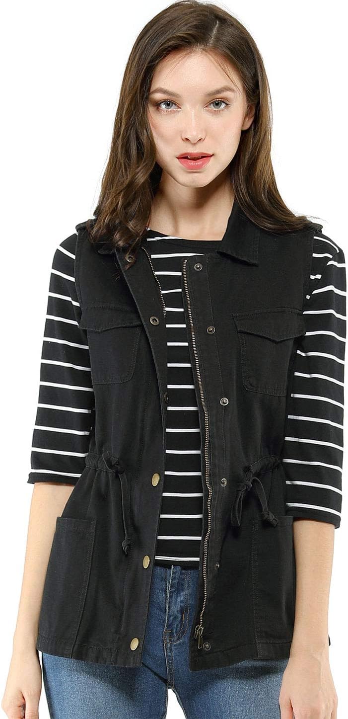 Allegra K Women's Zip Up Sleeveless Jacket Utility Anorak Outwear Cargo Vest - Image 2