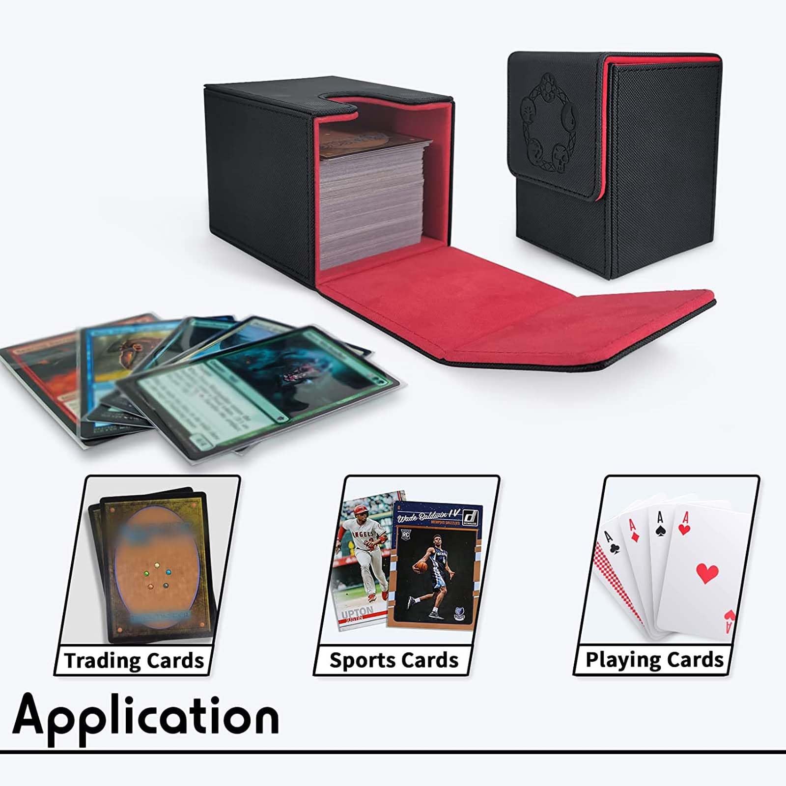 Boîte de Rangement pour Cartes, Étui de Protection Magnétique Vertical pour 100 Cartes en Cuir PU Boîte de Rangement pour Cartes, Étui de Protection Magnétique Vertical pour 100 Cartes en Cuir PU