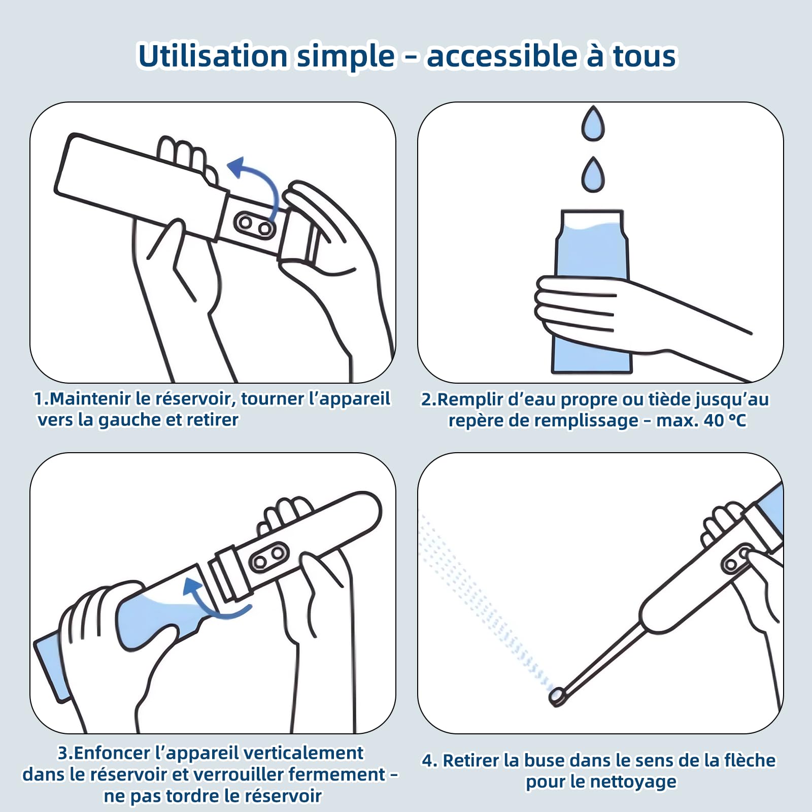 Bidet de voyage portable, 400 ml, étanche IPX7, douche 3 pressions, nettoyage extérieur, soins hémorroïdes, compagnon de camping (blanc)