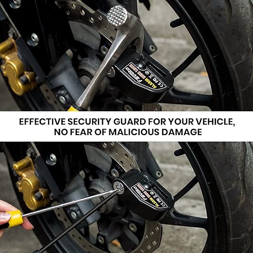 Miniatura 4 de Favoto Bloqueo de disco de alarma, 3 llaves y 18 baterías (disponibilidad de 5 años), candado de freno de seguridad antirrobo impermeable de 110 dB,