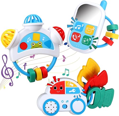 Juguetes sensoriales para bebés, juguetes de dentición para bebés, juguetes Montessori para niños y niñas de 0, 3, 6, 9, 12, 18 meses, regalos de