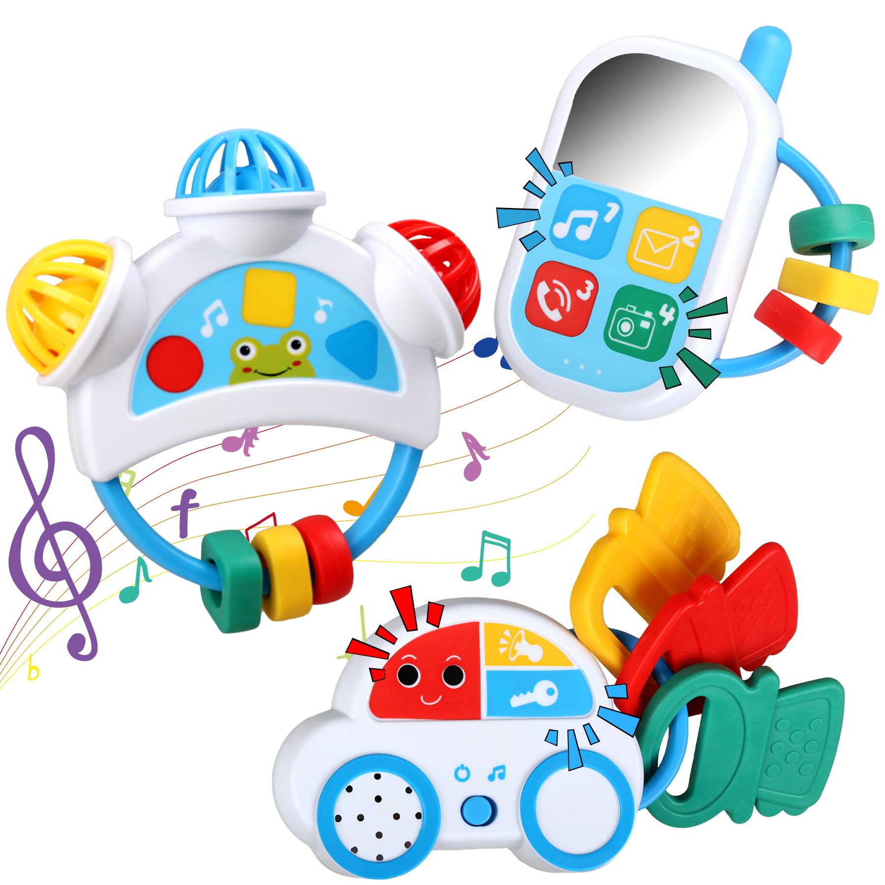 Baby Sensory Toys - Baby Teething Toys Infant Newborn Montessori Toys for Boys Girls 0 3 6 9 12 18 Months 1 Year Old Birthday Gifts - Toddler Travel Toys Educational Learning Activities