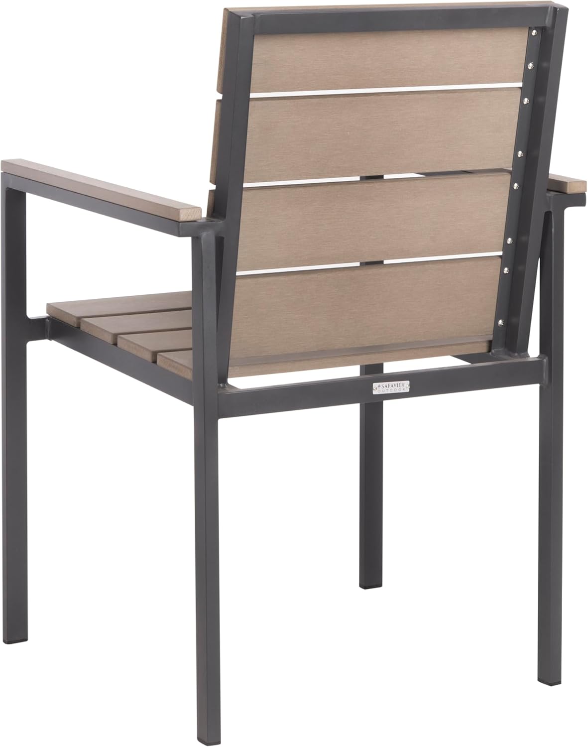 SAFAVIEH Outdoor Collection Beldan Distressed Taupe Stackable Chair (Set of 2)