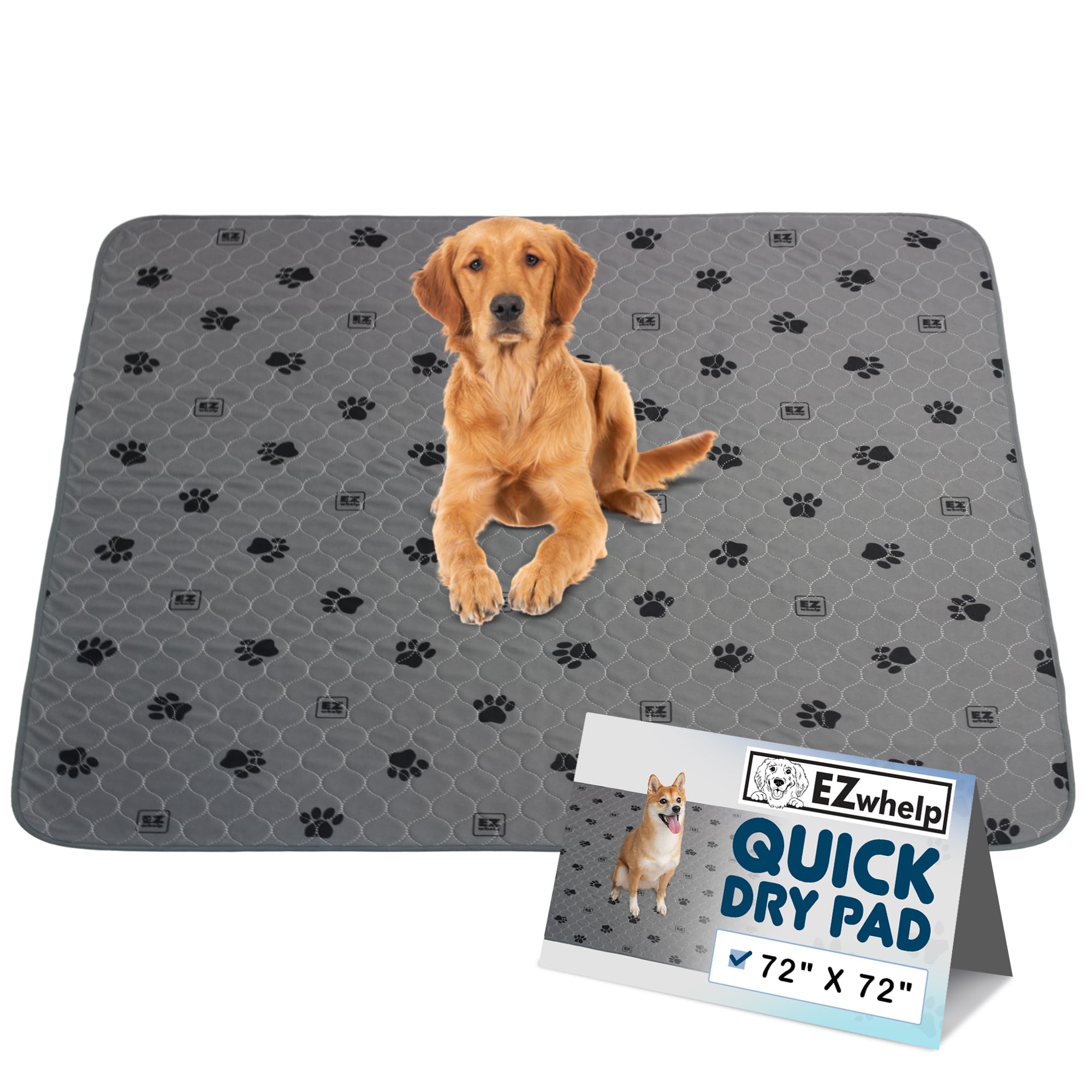 EZwhelp Reusable Quick Dry Pad - Waterproof Pet Pee Pads Washable for Large Dogs - Non-Slip Dog Training Pads, Fast Absorbent - Reusable Potty Pads for Cats and Dogs - 72" x 72" Pack of 1 — image 1
