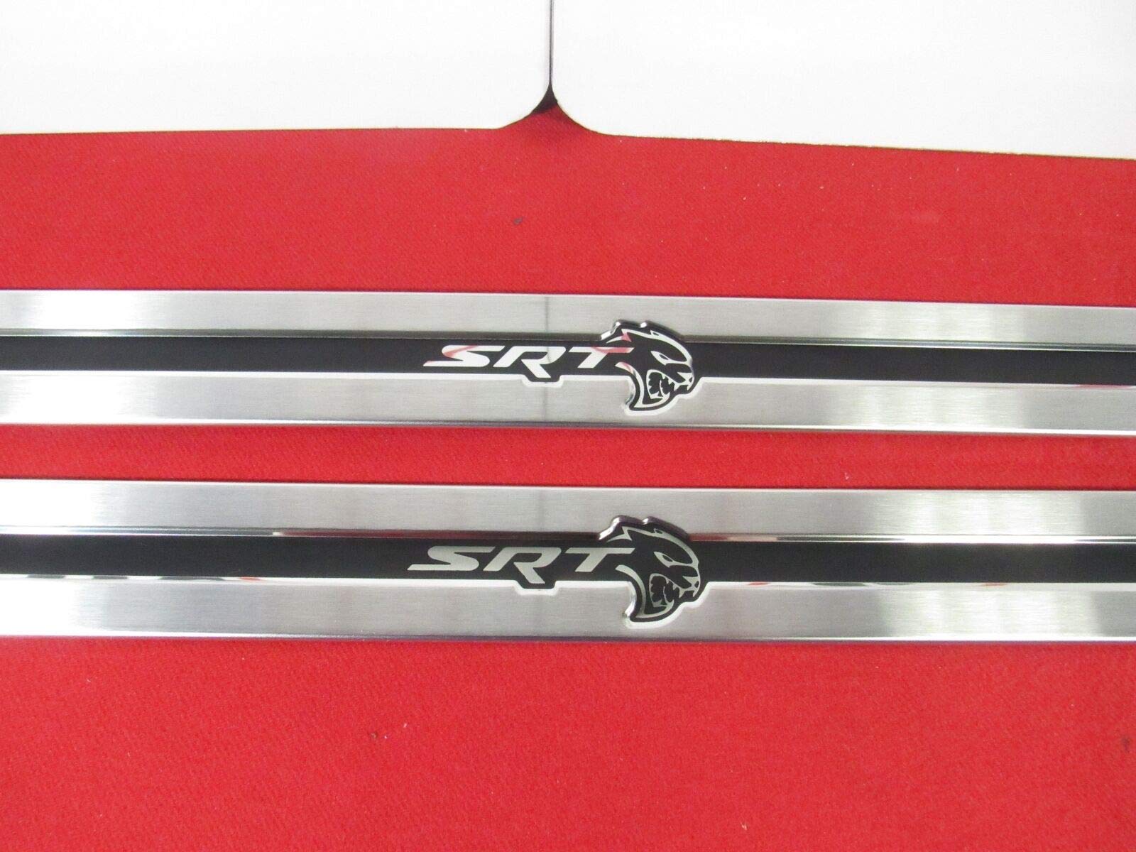 Mopar 82215309 Door Sill Guards Brushed Aluminum Door Sill Guards featuring the Hellcat logo