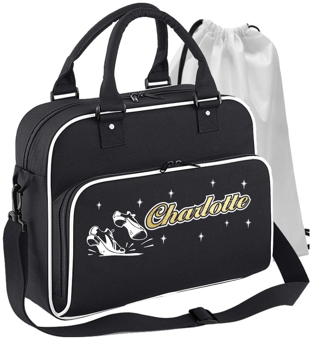 MusicaliTee Tap Dancing - Dancers Tap Shoes - Personalised Custom DUO DANCE Bag & Drawstring Shoe Backpack