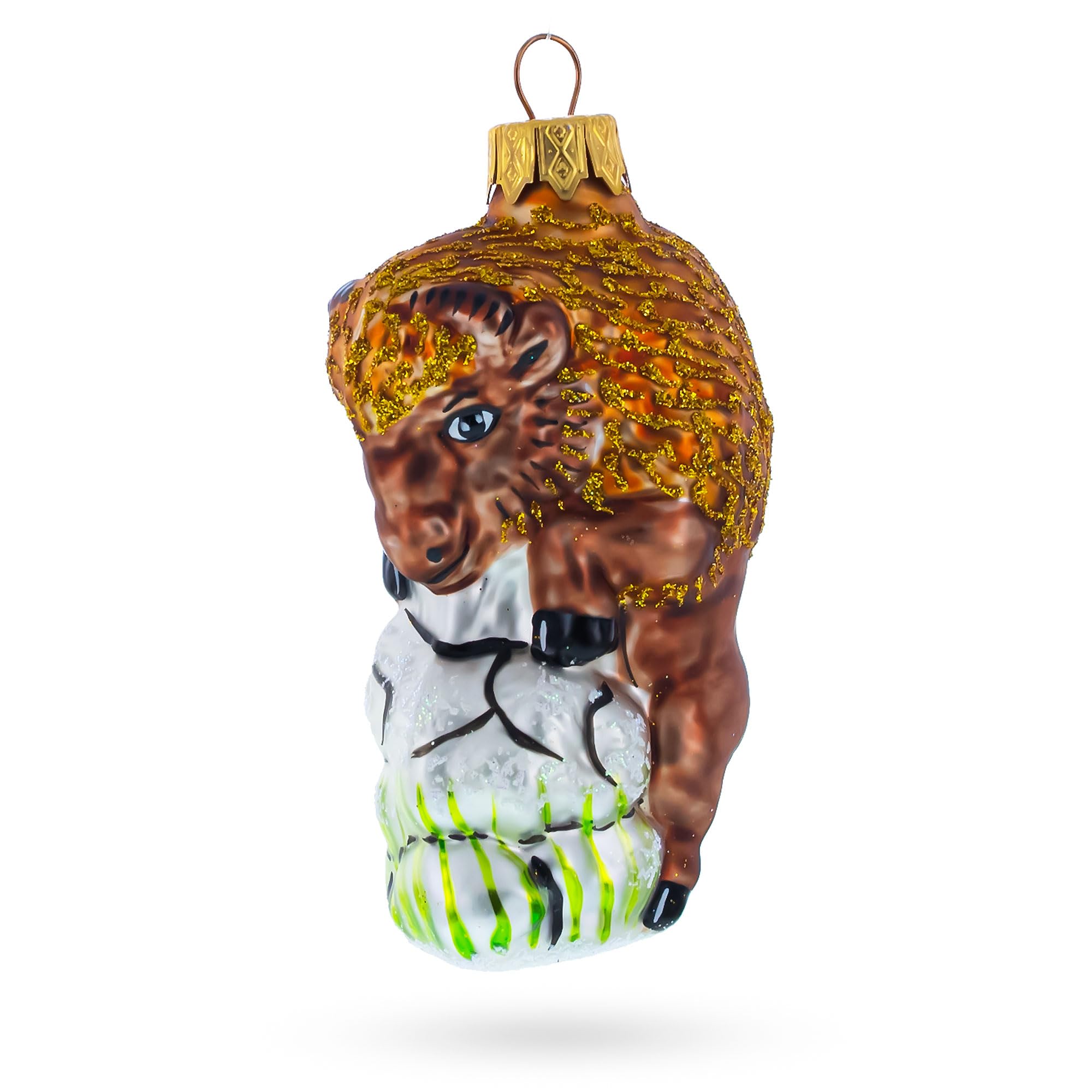 Adorno de Navidad de Vidrio Bison de diseño artesanal y elegancia exclusiva