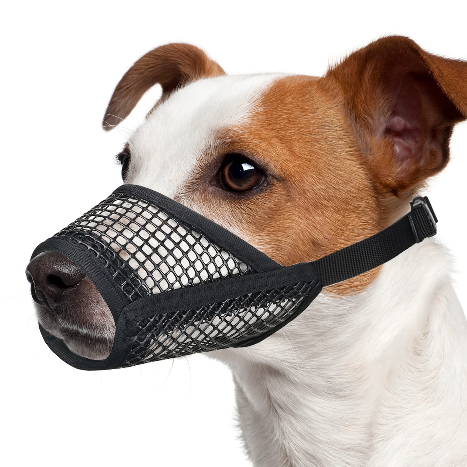 Dog Muzzle, Soft Mesh Muzzles for Small Medium Large Dogs Chihuahua Poodle Husky Labrador Retriever, Breathable Dog Mouth Guard for Biting Chewing Grooming, Allow Panting Drinking, Easy to Use