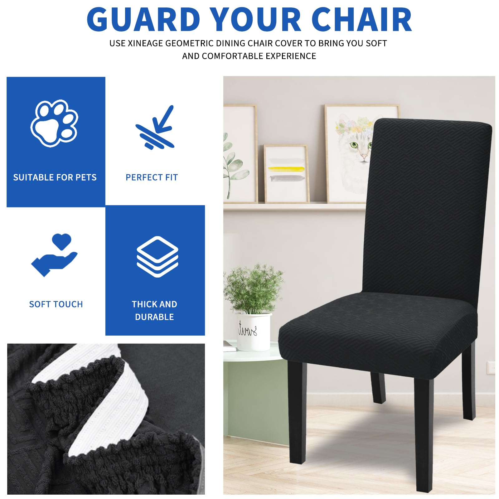 XINEAGE 2 Packs Newest Pattern Dining Chair Slipcover Parsons Chair Furniture Protector Stretch Chair Covers for Dining Room Restaurant - Image 4