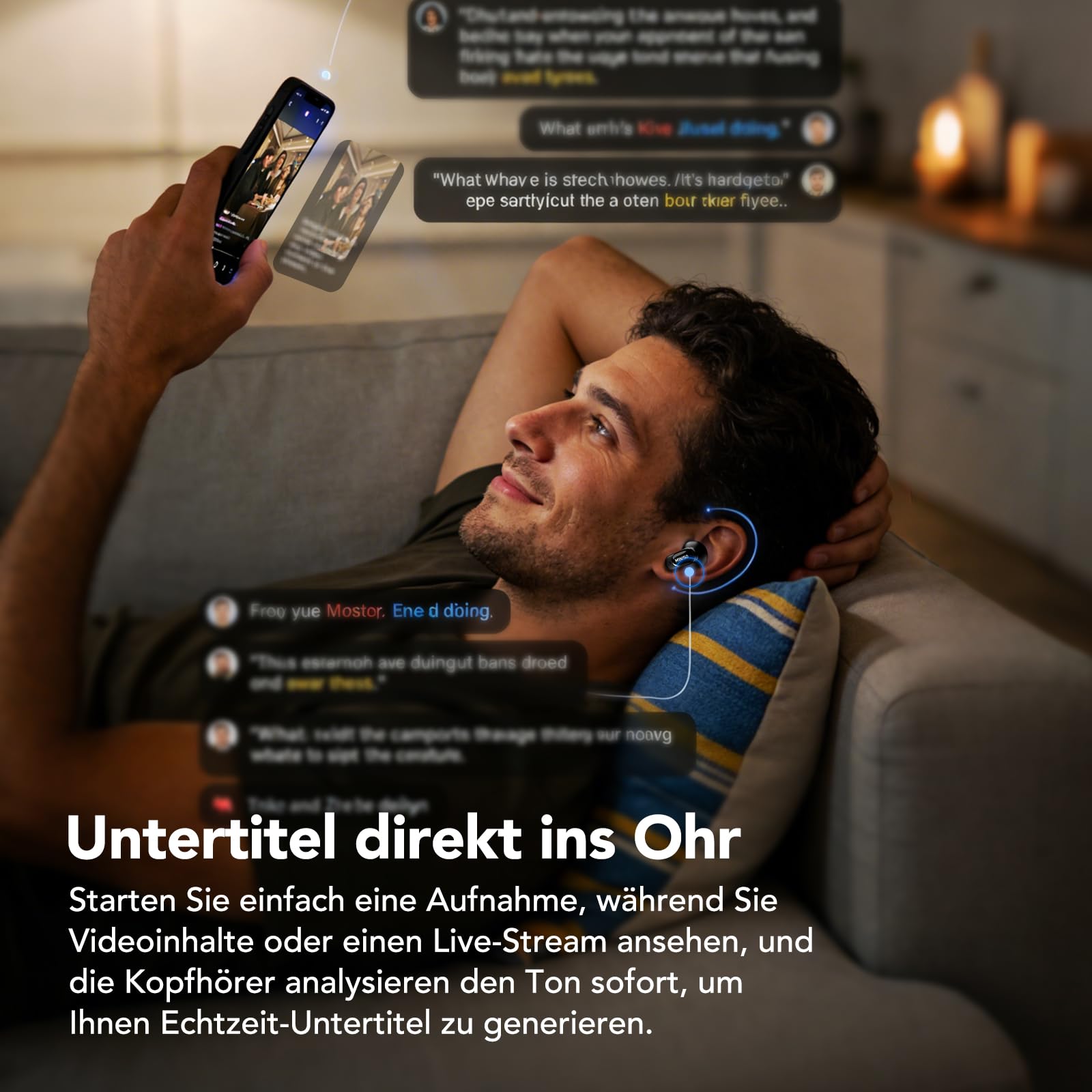 MINISO MS105 AI Kopfhörer Übersetzer, 3-in-1 Übersetzungskopfhörer in Echtzeit mit KI-Übersetzungsfunktion, 134 Sprachen Übersetzer Ohrhörer für Business, Reisen und Studium