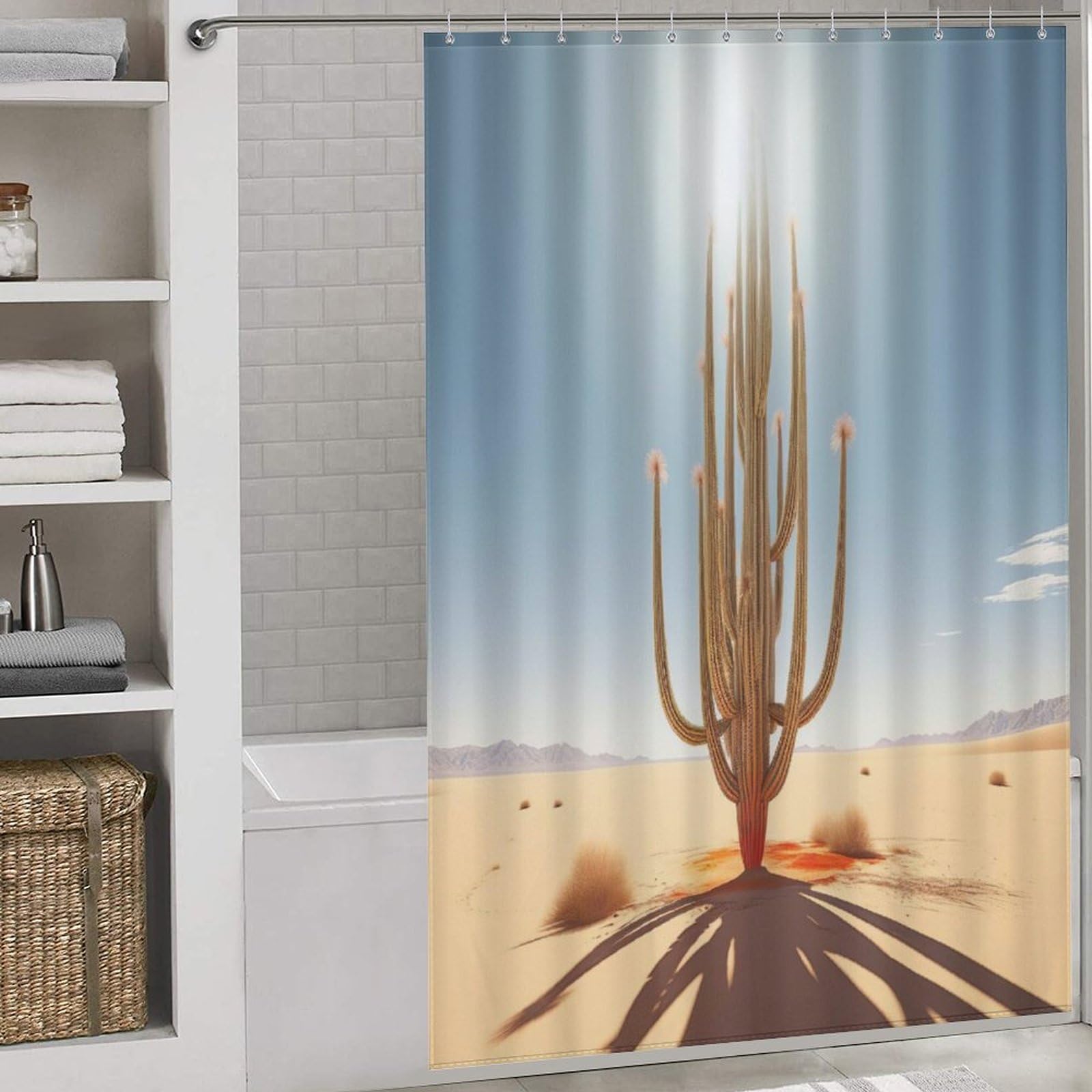 Rideau de douche cactus imperméable 152x183 cm avec 12 crochets inclus