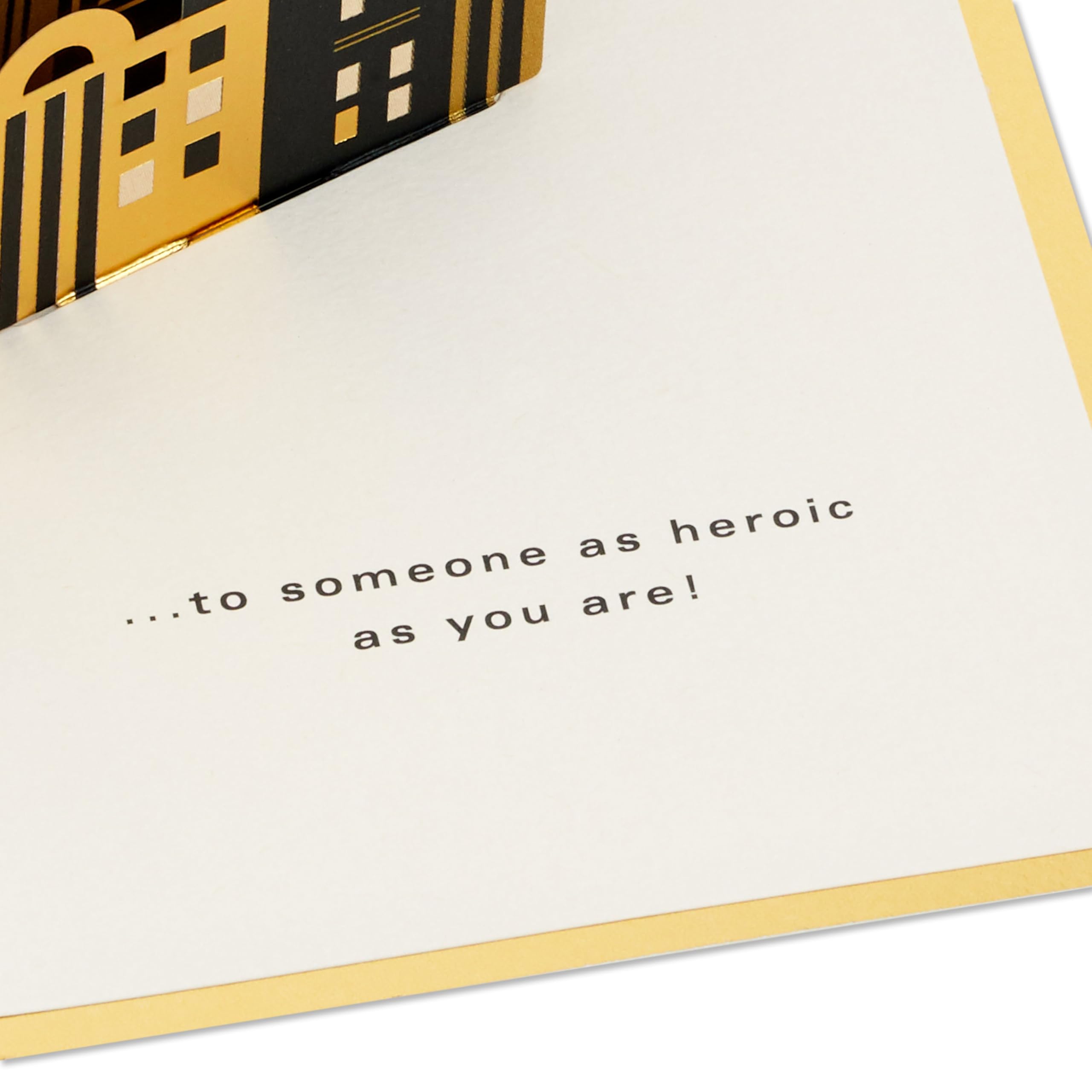 Hallmark Kartka 3D i pop-up na każdą okazję, Batman, sygnał nietoperza, projekt Gotham City, urodziny, Dzień Ojca, złoty, czarny