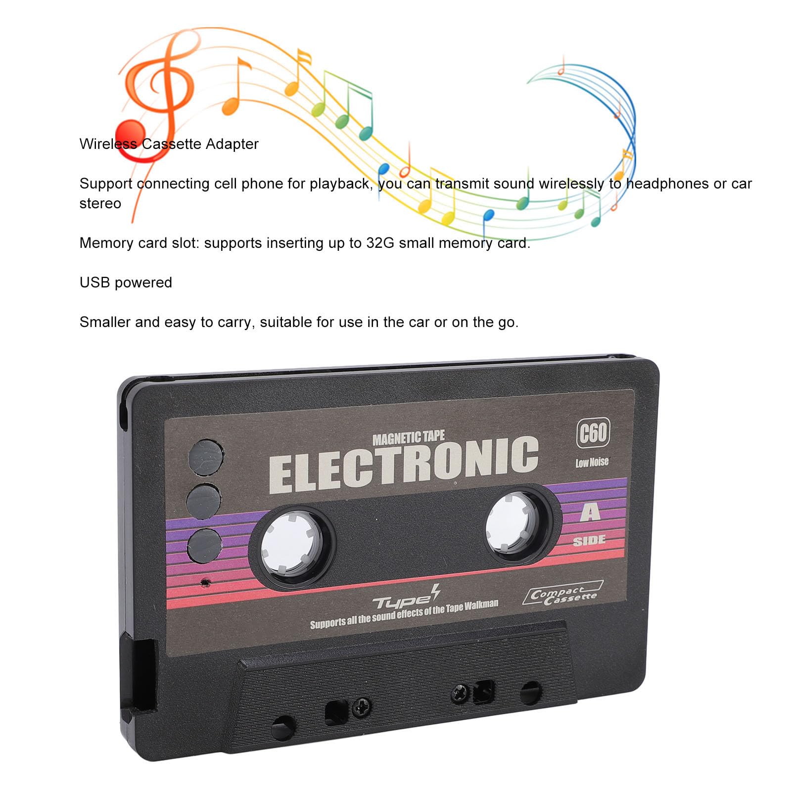 banapoy Kassette Bluetooth -Adapter für Auto, Auto -Audioempfänger Universal Bluetooth Audio Cassette Receiver Tape Player, Kassettenklebeband Zum Aux -Adapter, für Fahrzeug, Handy, Handy