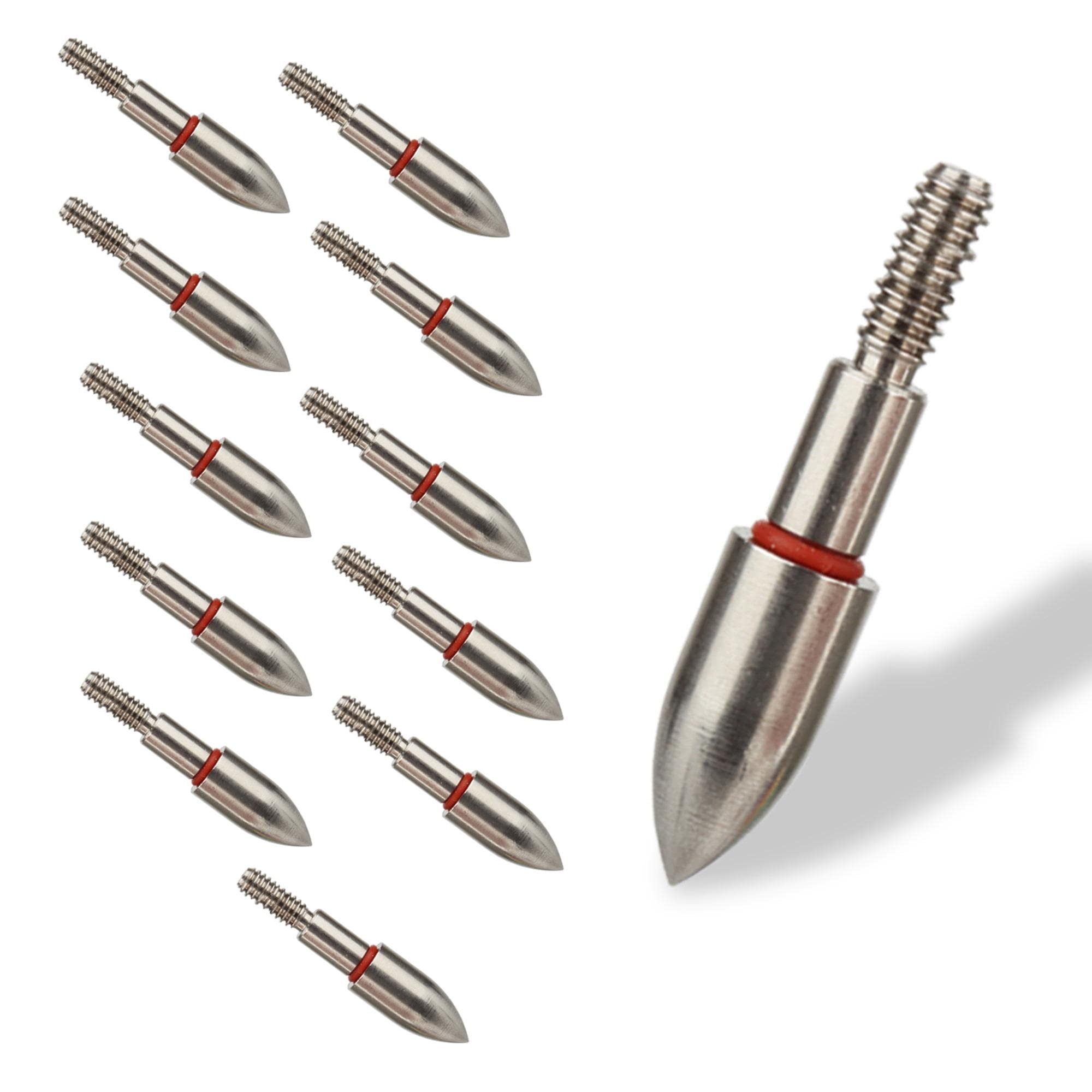 Hosolee 100 Grains ID 6.20mm/0.244inch Arrowheads 19/64” Archery Screw-in Field Points Stainless Steel Tips with O-Ring for Targeting Hunting (Pack of 12)