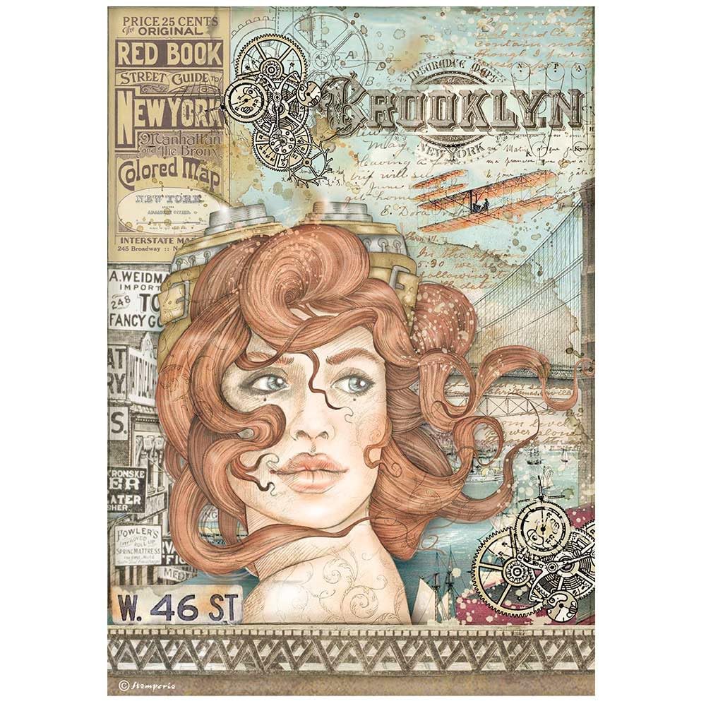 Stamperia Intl Stamperia-Rice Paper-Sir Vagabond-Aviator Lady, Polyester, White, OSFA