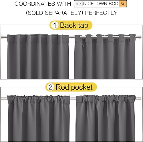 Miniatura 3 de NICETOWN - Juego de 2paneles de cortinas opacas para sala de estar, para oscurecimiento de habitación y con aislamiento térmico, trabillas traseras