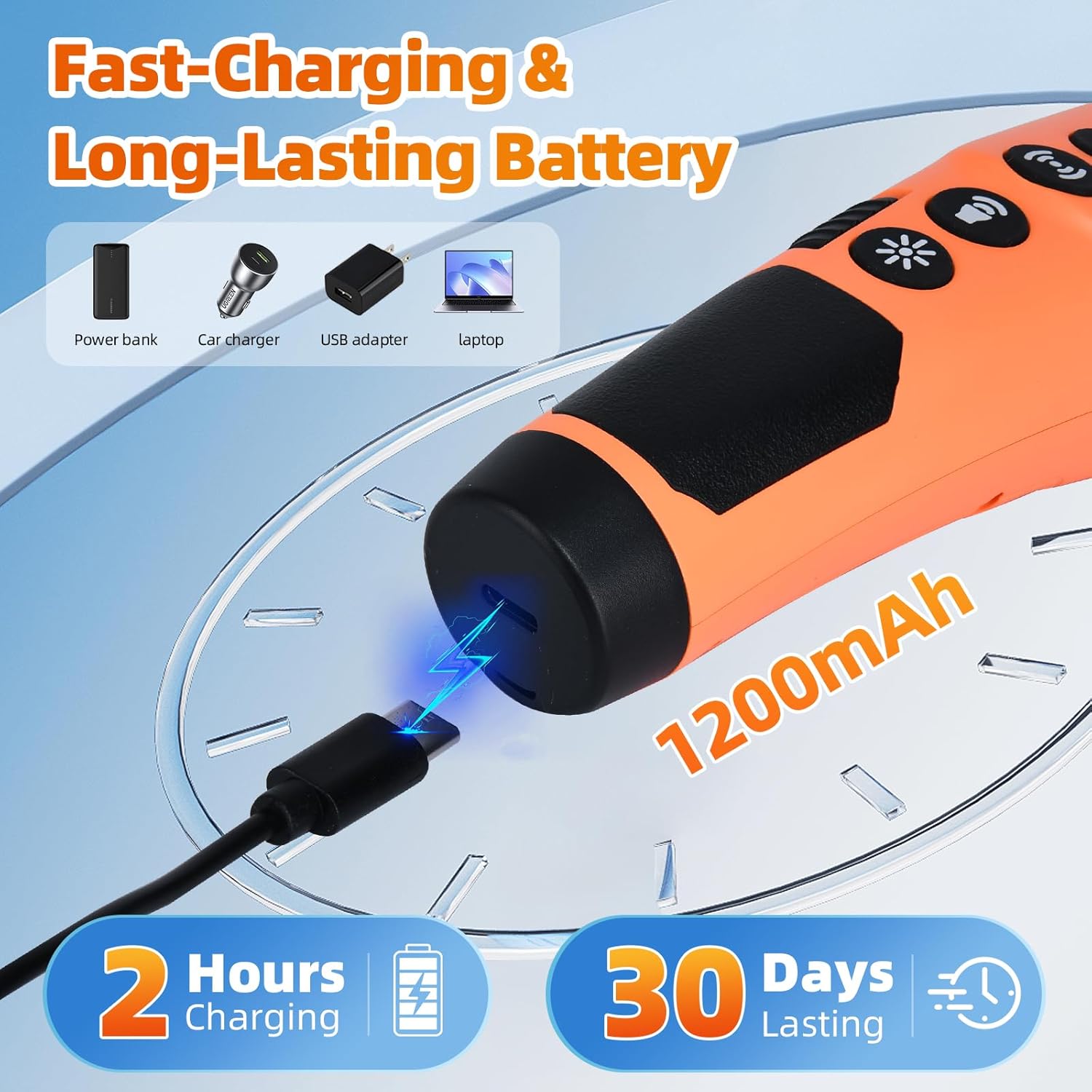 4X Ultrasonic Dog Bark Deterrent Device, 2026 Newest Stop Neighbors Dog Barking, 4 Nozzles Up 100% Efficiency, 3 Modes Humane Training Tool with Flashlight , Safe for Pet Indoor Outdoor（Orange）