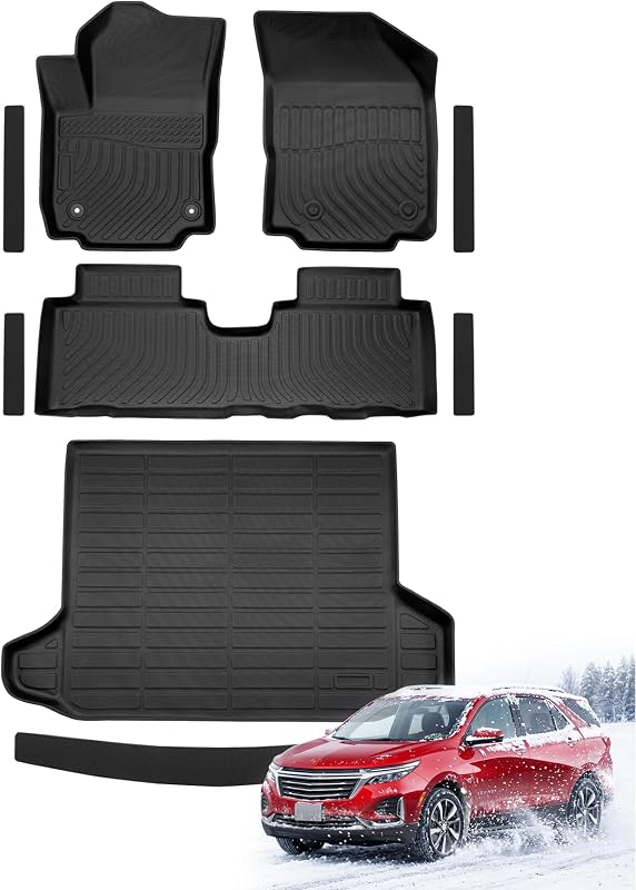 Kit de tapetes e forro para porta-malas COTAZA em TPE preto para Chevy Equinox e GMC Terrain 2018 a 2024, 9 peças