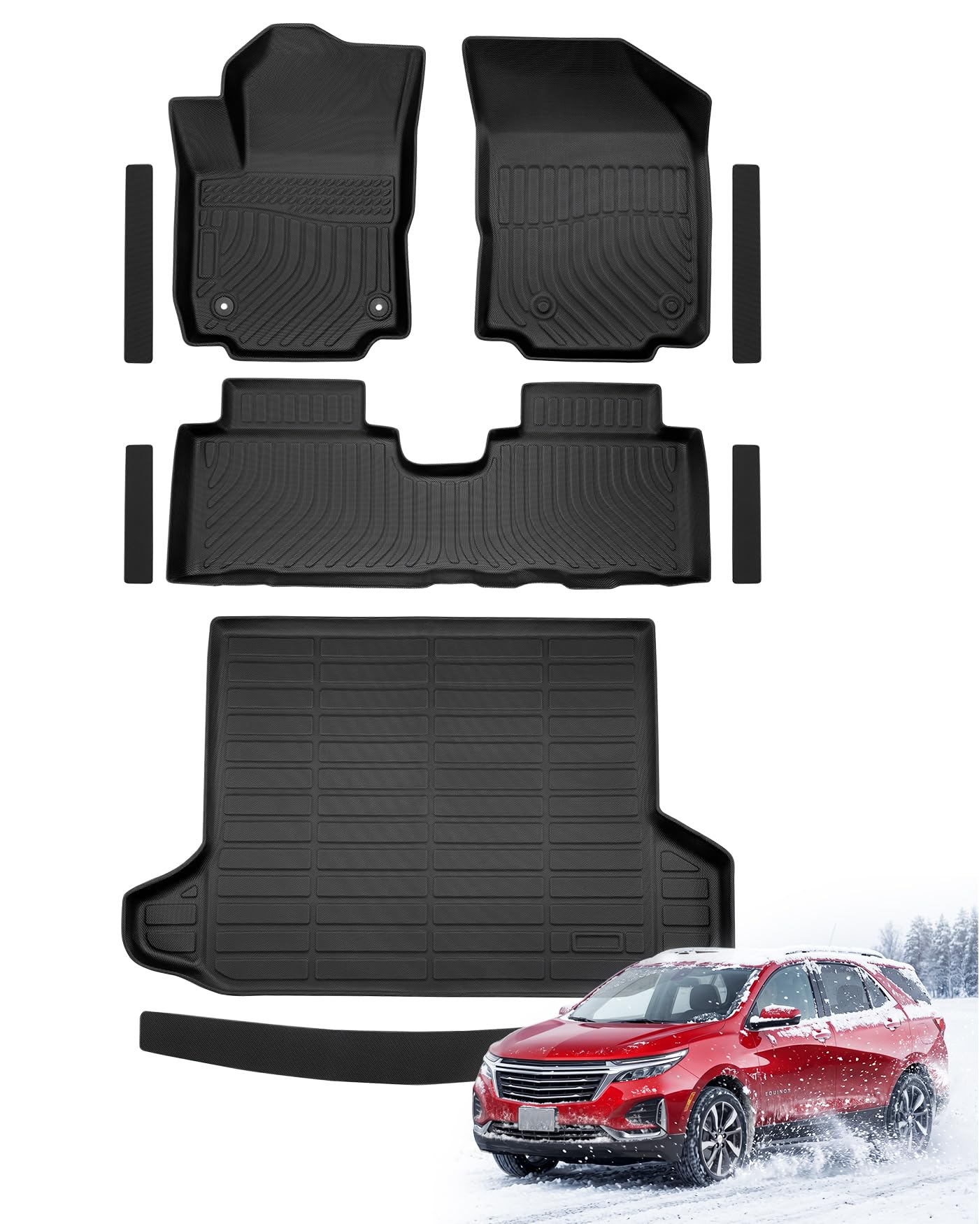 Car Floor Mats for Chevy Equinox &amp; for GMC Terrain 2018–2024, Black
