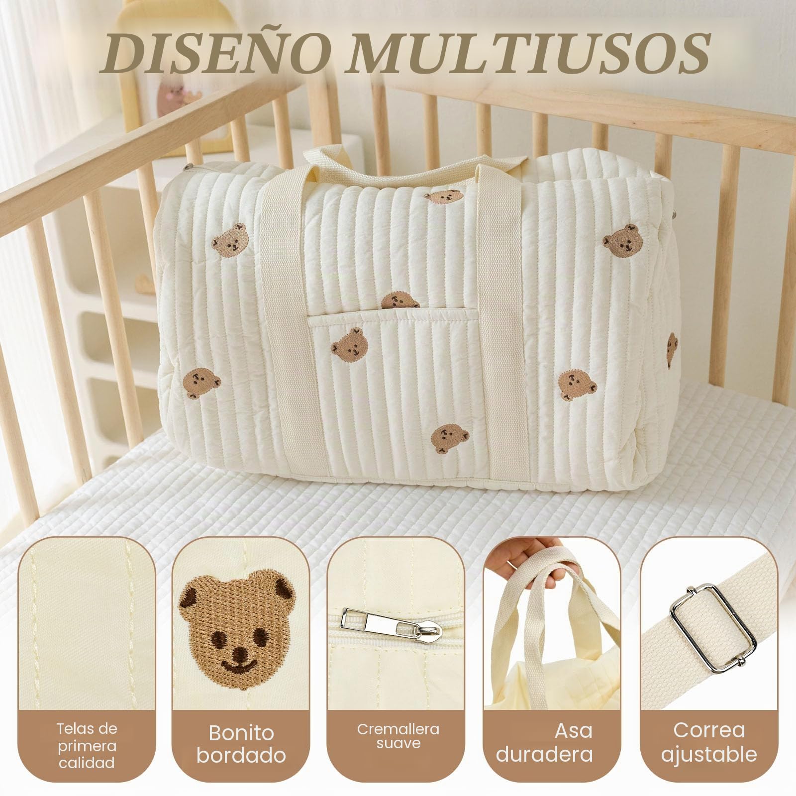 Bolsa Maternidad Hospital,Bolso Bebe Hospital Multifuncional,Bolsa de Pañales para Mamá de Gran Capacidad con Tirantes Ajustables para Maternidad y Cambio de Bebé
