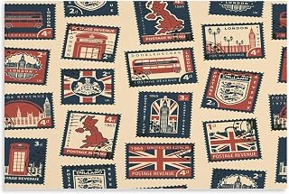 Retro Postage Stamps On Uk Theme Wall Decor Art Canvas Posters Sign Aesthetic Decoration Vintage Anime Poster For Living Room Bedroom Office Cafe Kitchen Diner Bathroom 08X12Inch(20X30Cm)