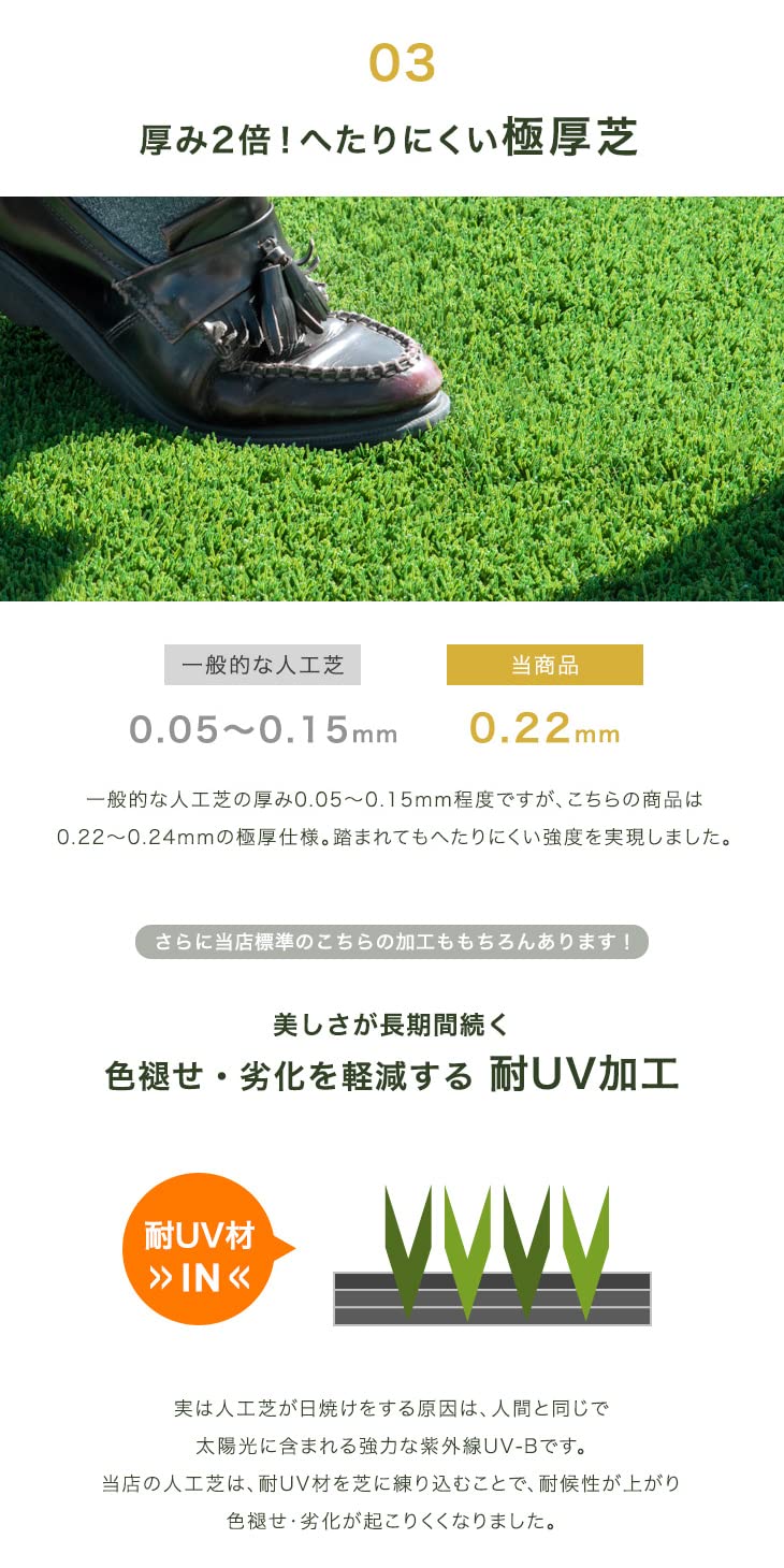 Amazon | タンスのゲン 人工芝【10年耐久】1×10m 芝丈25mm 高耐久 超高