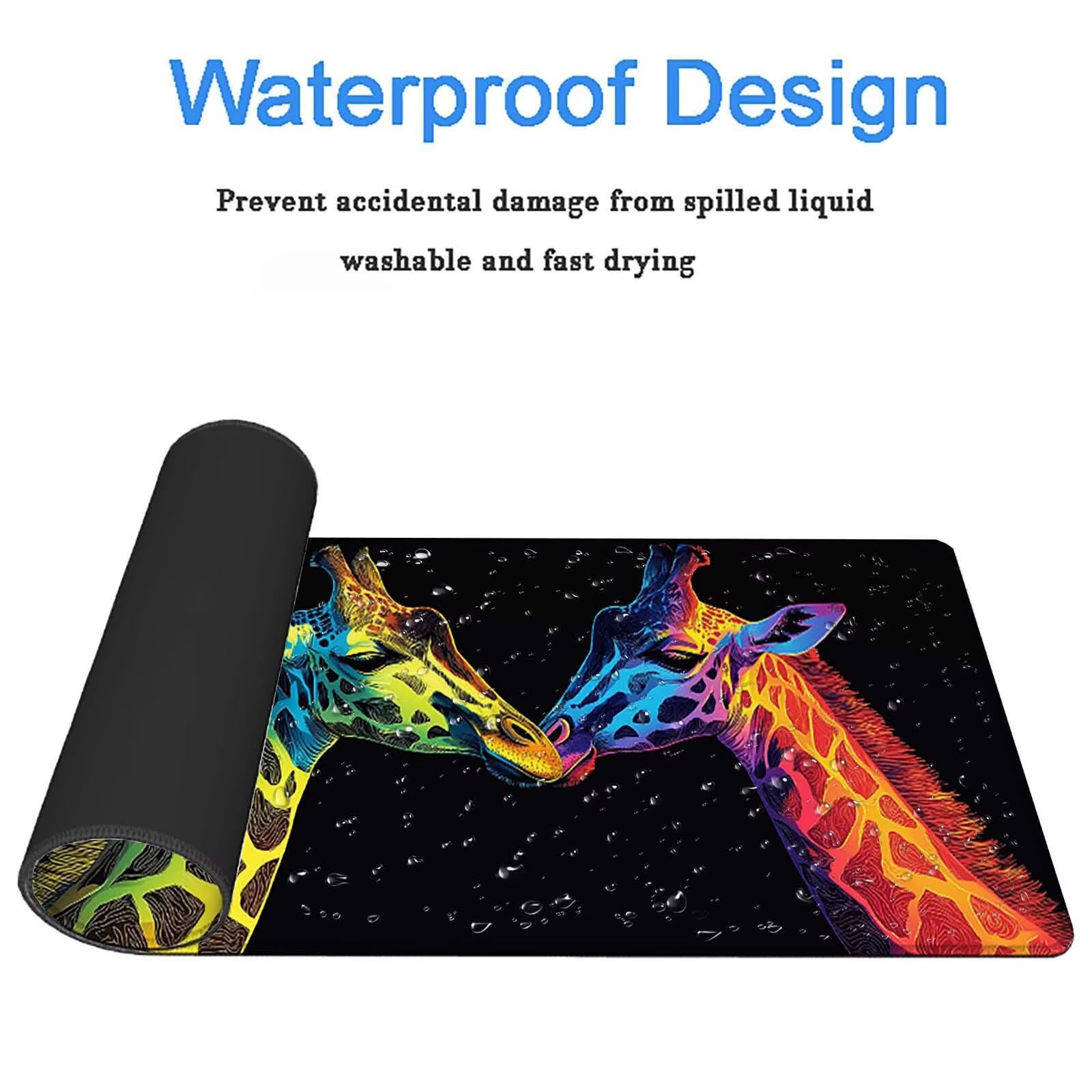 Tappetino Mouse Gaming, 1200x600mm Tappetino Mouse XXL nero 0c0-292 | Mouse Pad Grande, Ottimizzato per i Sensori da Gioco, Migliora Precisione e Velocità, per Mac e PC, giraffa