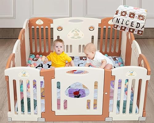 Miniatura 3 de YANGSHILEI Tapete para corralito de 50 x 50 pulgadas, grueso de una pieza, antideslizante, acolchado, tapete de juego para bebés, niños pequeños,