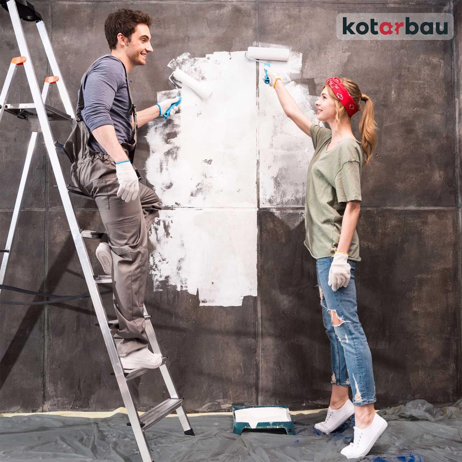 KOTARBAU® Set di 50 Teli Copritutto per Imbianchino - Polietilene Riciclato - 4 x 5 m - Grigio - Teli per Imbiancare - Telo Copritutto Robusto - Protezione Cantiere - Spessore Extra
