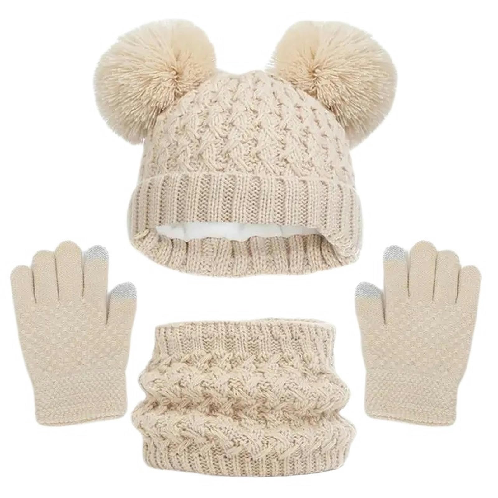 Zonto Wintermütze Schal Handschuh-Sets Winter Warmer Kinderhutschalhandschuhe Set Verdickte Winddichte Kinder Mütze Kapuzenschal Für Kinder