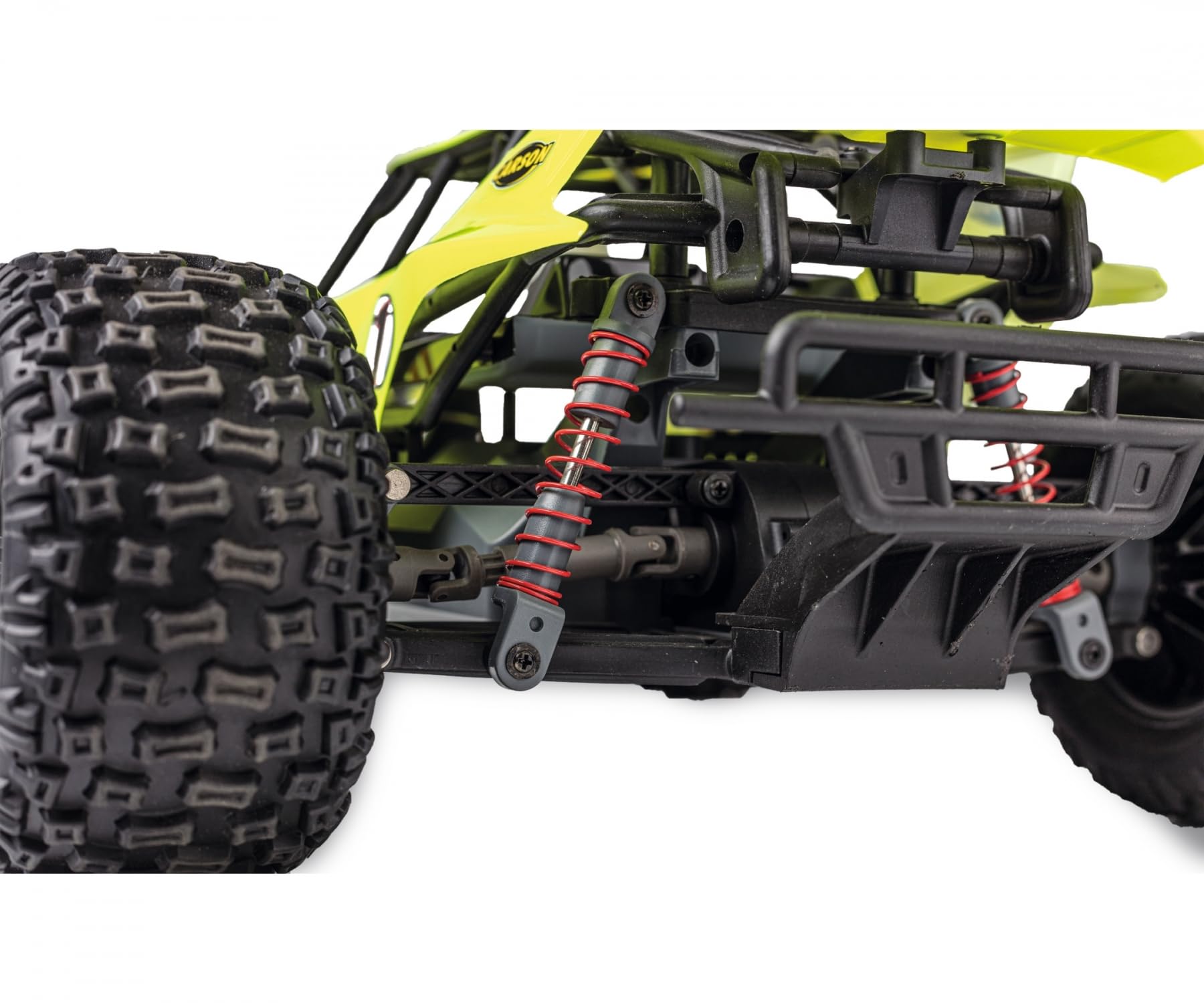 Carson 500404224 1:10 FE Cage Devil XL 2,4 GHz 100% RTR - zdalnie sterowany samochód, Offroad Truggy, w zestawie baterie i zdalne sterowanie, XL Truggy, żółty
