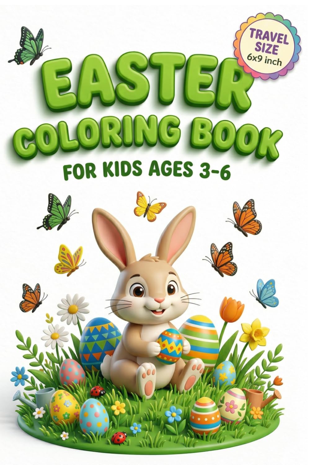 Easter Coloring Book for Kids: Cute Holiday Coloring Fun for Kids - 50 Easy Designs in a Convenient Travel Size 6x9 Inch